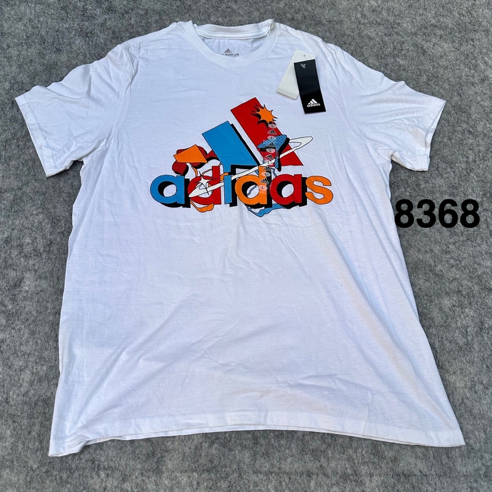 Adidas Mens Amplifier Tee White Multi Color Graphic Logo T-Shirt HE4885 L